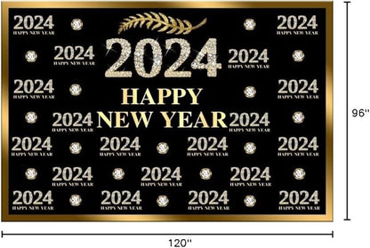 Happy New Year Backdrop 10x8ft Fabric 2026 New Year Party Decoration Backdrop NYE Backdrops for Photography