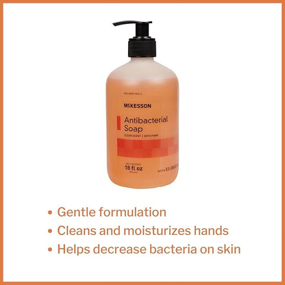 McKesson Antibacterial Liquid Hand Soap, 18 oz [Pack of 1] Pump Bottle, Clean Scent