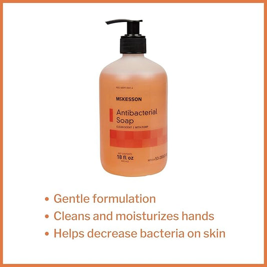 McKesson Antibacterial Liquid Hand Soap, 18 oz [Pack of 1] Pump Bottle, Clean Scent