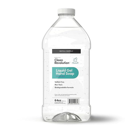 Clean Revolution Liquid Gel Hand Soap, Silky Rich Liquid, Quick Lather, Fast Rinsing, Contains Real Essential Oils (Spring Air) 64 Fl Oz