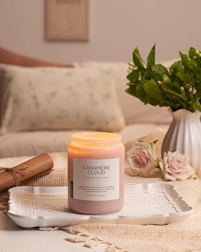 M&SENSE Cashmere Vanilla Scented Candles, Non Toxic Soy Wax 19.4oz 110 Hour Long Lasting 2 Wick, Large Candle for Bedroom Kitchen Home Decor, Housewarming Gifts for Family Friends
