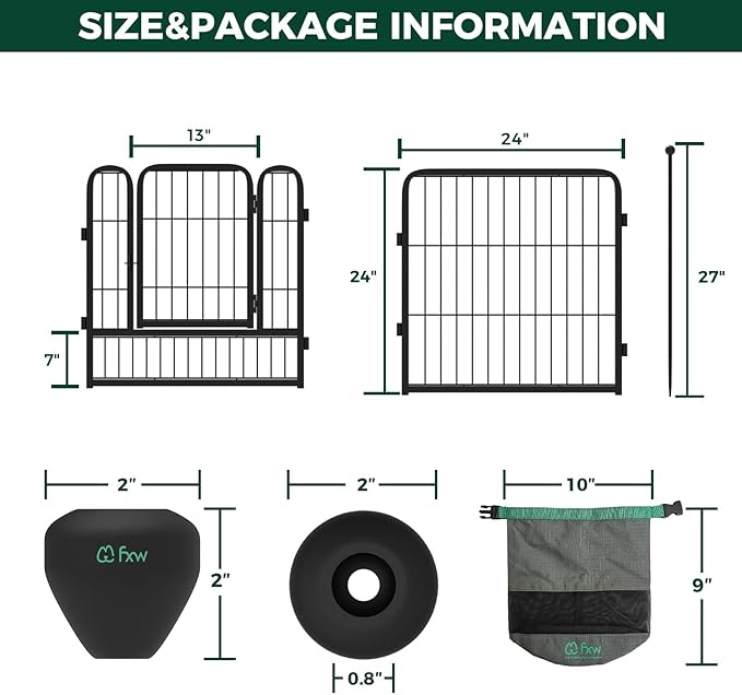 FXW Instant Unleashed Dog Playpen, Portable Pet Fence for Outdoor, RV Trips, and Camping, 24 inch, 16 Panels for Puppy and Small Dogs with RV Protector Ball (Pack of 6│Patented