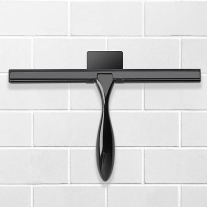Simtive 12-Inch Shower Squeegee Set, Includes Shower Door Hook and Adhesive Hook, Squeegee for Shower Doors, Mirror and Window, Black