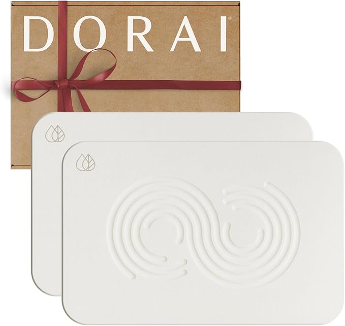 Dorai Home Bath Stone Mat 23.6"x15.4"| Luxury Diatomite Stone Bath Mat |Quickly Removes Water | Non-Slip, Quick-Dry Bath Mat for Bathroom | Zen Sandstone - 2 Pack