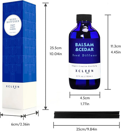 Reed Diffusers for Home, Balsam & Cedar Diffuser with Sticks, 3.7 Oz Scented Fragrance Oil Diffuser for Bedroom, Bathroom Decor