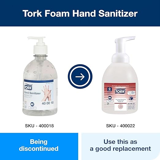 Tork Hand Sanitizing Alcohol Foam 18oz, Helps Kill Common Germs, 12 x 18oz, 400022