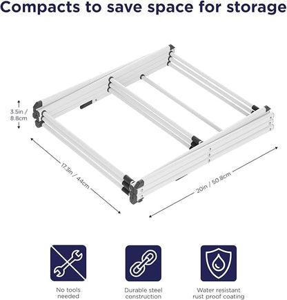 BLACK+DECKER 3 Tier Expandable Collapsing Foldable Laundry Rack for Air Drying Clothing, Space Saving Heavy Duty Lightweight Metal Drying Rack(White)