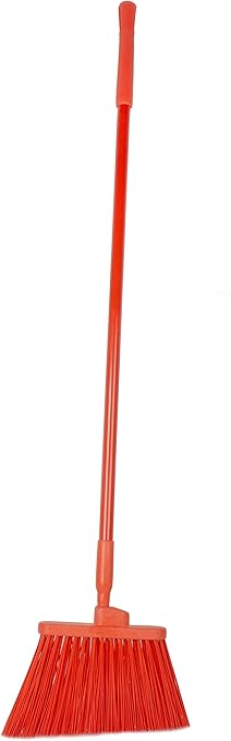 SPARTA 41083EC24 Plastic Color Coded Broom, Unflagged Bristles, Long Broom With Angled Head For Small Debris Cleaning, 56 Inches, Orange