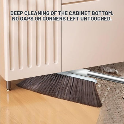 3-in-1 Broom, Dustpan, and Lint Roller Set - Adjustable Angle Broom with Self-Cleaning Dustpan and Extendable Handle Lint Roller for Pet Hair, Dust, and Dirt - Compact & Space-Saving Cleaning Kit