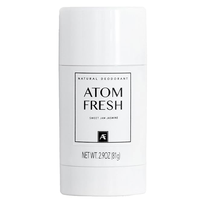 Atom Fresh Natural Deodorant Solid Stick – 72H Triple Odor Defense – Aluminum-Free, Baking Soda-Free – With Amino Acids, Mineral Powder, Plant-based Starch – Sweet Jam Jasmine – Skin Safe – 2.9 oz