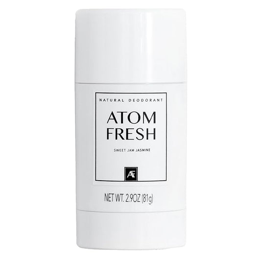 Atom Fresh Natural Deodorant Solid Stick – 72H Triple Odor Defense – Aluminum-Free, Baking Soda-Free – With Amino Acids, Mineral Powder, Plant-based Starch – Sweet Jam Jasmine – Skin Safe – 2.9 oz