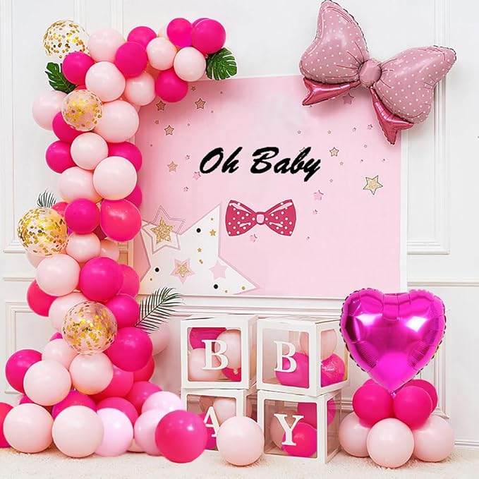 Pink Balloons, 100pcs Light Pink and Hot Pink Latex Balloons 12 Inch w/Ribbon for Women Grils Birthday Graduation Bachelorette Baby Shower Princess Anniversary Party Decorations
