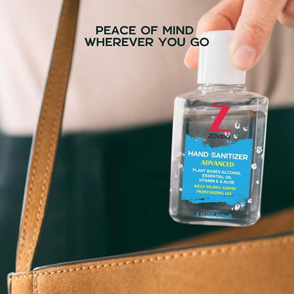 Zoviro Hand Sanitizer Gel, 2 Fl Oz Flip-Cap Bottle, Moisturizing with Essential Oils and Aloe, Refreshing Scent, Rinse-Free Formula, Mini Hand Sanitizer Travel Size (Pack of 50)