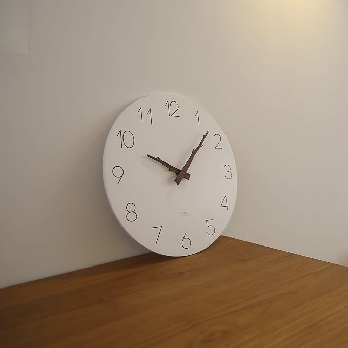 mooas Flatwood Twig Wall Clock,12" Non-Ticking Sweep Movement Decorative Battery Operated Simple Modern Wall Clock for Home Living Room Kitchen Bedroom Office School (Twig)