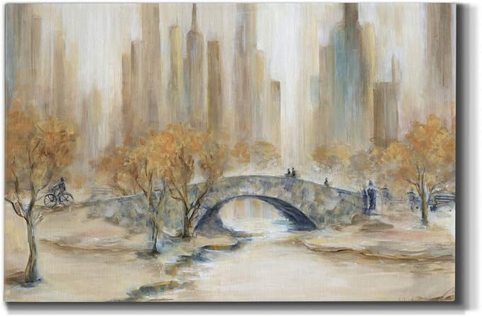 Wexford Home Home Decor Landscape Canvas Wall Art Abstract Floral Painting Modern Pictures Artwork Decoration for Living Room Kitchen Bathroom Office, Ready to Hang, central park, 18x27