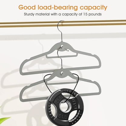 Velvet Clothing Hangers Slim Stackable Non-Slip Grey Suit Hanger Space Saving Clothes Hanger Heavy Duty Adult Hangers with 360°Swivel Hook Pack of 20