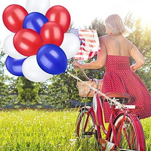 TecUnite 100 Pcs Red White Blue Latex Balloons 13 Inch Colorful Round Balloons for 4th of July Decorations Independence Day Patriotic Wedding Birthday Party Decoration