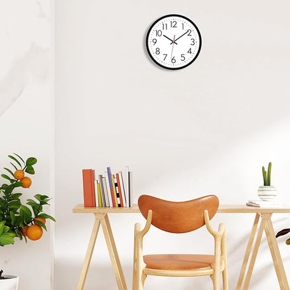 Lumuasky 2 Pack Black Wall Clock,12 Inch Silent Non Ticking Quartz Battery Operated Round Analog Classic Clock for Classroom School Office Living Room Bedroom Home