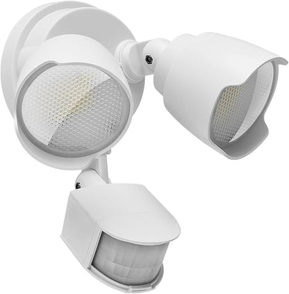 15W 1500 Lumen LED Security Lights with Motion Sensor Outdoor, 3000K/5000K Light, IP65 Waterproof, Dusk to Dawn, Dual-Head Motion Detected Flood Wall Light for Garage Yard Porch (White)