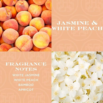 HomeWorx by SLATKIN + CO. Candle- Jasmine & White Peach, 14 oz. 3-Wick Premium Scented Candle - 20-40 Hours Burn Time