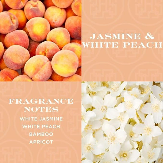 HomeWorx by SLATKIN + CO. Candle- Jasmine & White Peach, 14 oz. 3-Wick Premium Scented Candle - 20-40 Hours Burn Time