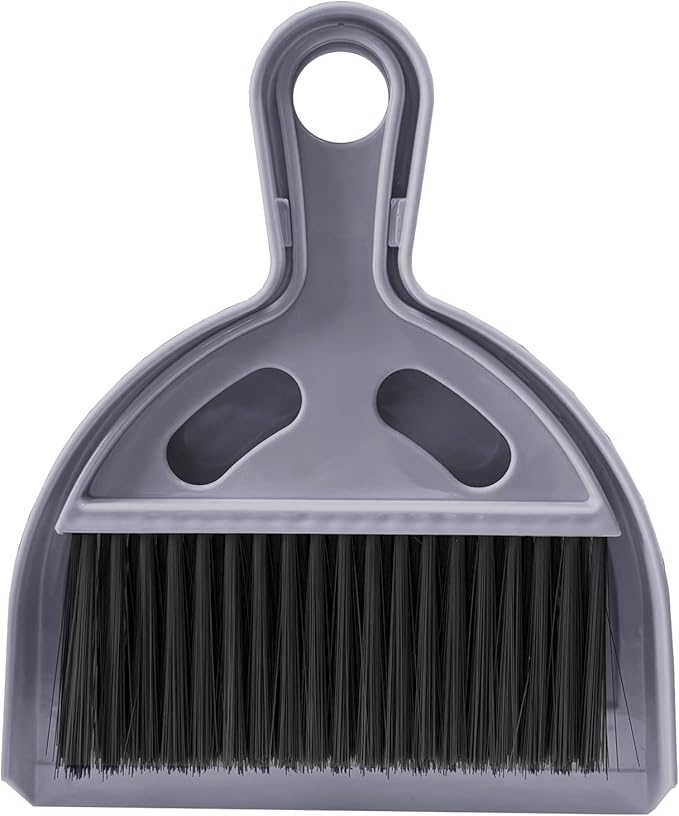 Mini Broom and Dustpan Set Small Broom with Dustpan Combo Set Portable Cleaning Tools for Home Office RV Learning Camping (Grey)