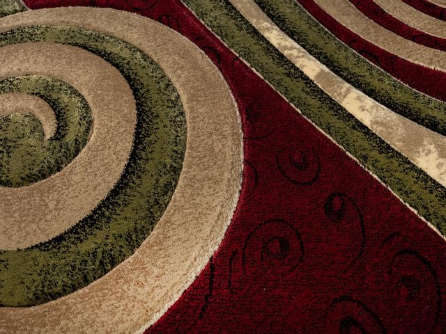 Ultra Soft Area Rug Hand Carved - Modern Abstract Design for Indoor Living Room & Bedroom - Stain Resistant, Easy to Clean - (2'7''x7, Burgundy)