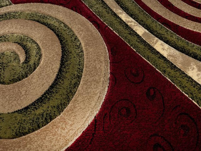 Ultra Soft Area Rug Hand Carved - Modern Abstract Design for Indoor Living Room & Bedroom - Stain Resistant, Easy to Clean - (2'7''x7, Burgundy)