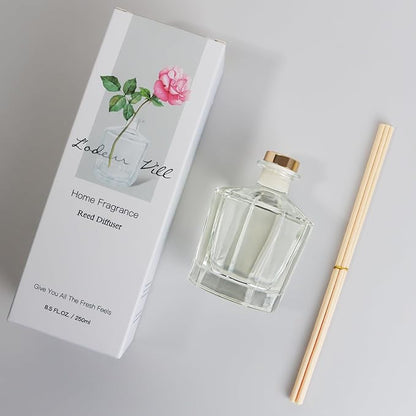 L'odeur Vill Reed Diffuser, 8.5 Oz(250ml) Moroccan Amber Bathroom Diffuser with 10 Sticks, Scented Diffuser Home Fragrance Essential Oil Reed Diffuser Set for Home Large Rooms Bathroom Shelf Decor
