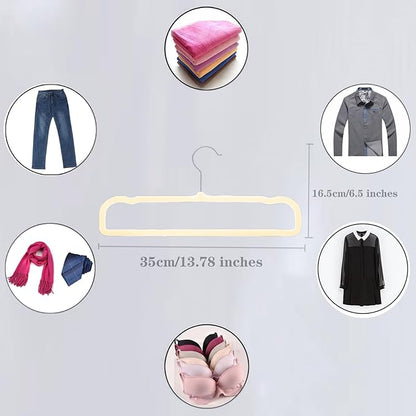 Pants Hangers Non Slip - 20 Pack Velvet Hangers for Closet - Thin Space Saving Clothes Hanger - Strong, Durable, Perchas Terciopelo with 360° Rotatable Hook for Jean, Tank Top, Bra, Shorts (Beige)