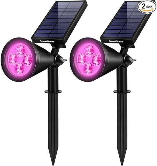 InnoGear Solar Lights Outdoor Waterproof Halloween Christmas Solar Garden Light for Outside Yard Landscape Lighting Pathway Spot Lights Spotlight Wall Light Auto On/Off, 2 Pack (Violet Purple Light)