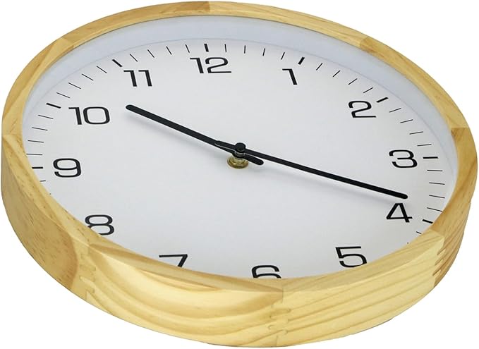MEIRED Wooden Wall Clock 12 Inch Silent Non Ticking Wall Clocks Battery Operated Wood Analog Retro Round Clock Decorative for Kitchen,Home,Living Room,Classroom, Log White