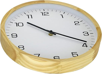 MEIRED Wooden Wall Clock 12 Inch Silent Non Ticking Wall Clocks Battery Operated Wood Analog Retro Round Clock Decorative for Kitchen,Home,Living Room,Classroom, Log White