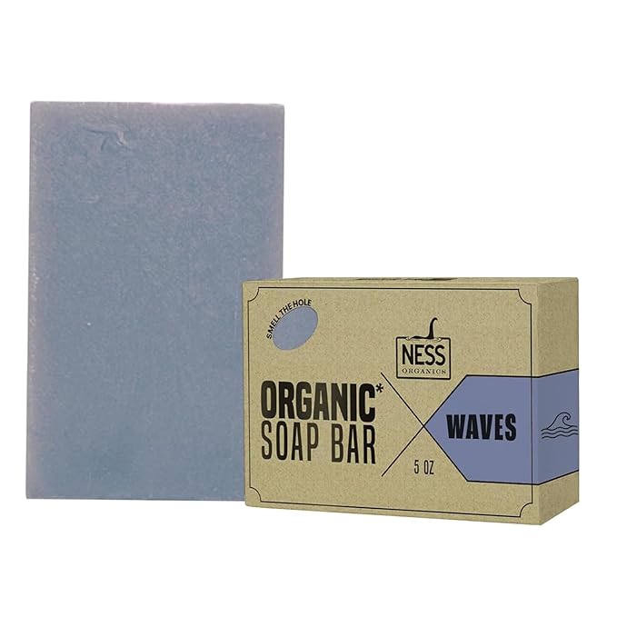 Ness Mens Soap Bar - Waves Scent - Natural Soap For Men - Mens Bar Soap With Organic Ingredients & Essential Oils - Moisturizing Bar Soap - Handmade In The USA, Cruelty Free, Vegan - Single