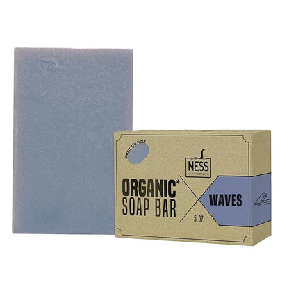 Ness Mens Soap Bar - Waves Scent - Natural Soap For Men - Mens Bar Soap With Organic Ingredients & Essential Oils - Moisturizing Bar Soap - Handmade In The USA, Cruelty Free, Vegan - Single