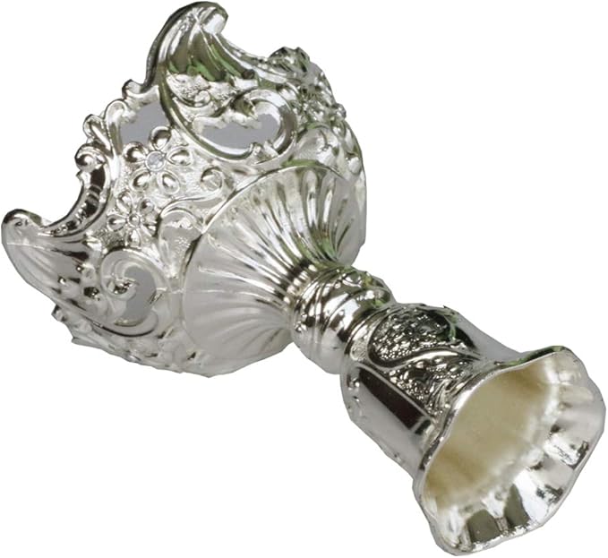 Silver Taper Candle Holders with Deluxe Engraved Design, Set of 2 Premium Metal Silver Candlestick Holders (Silver)