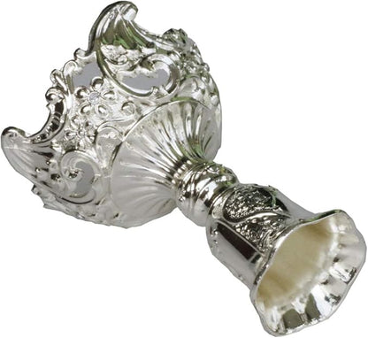 Silver Taper Candle Holders with Deluxe Engraved Design, Set of 2 Premium Metal Silver Candlestick Holders (Silver)