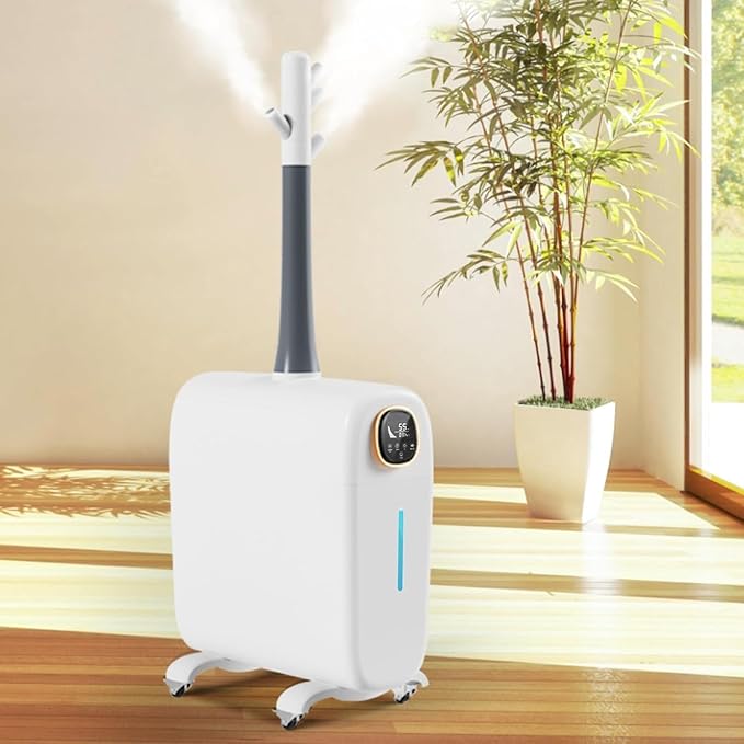 Humidifier Large Room,6.6Gal/25L Whole House Humidifiers for Bedroom Home 3000sq.ft, Commercial and Industrial Humidifiers with 360° Nozzle Tube,Top Fill/Smart Humidity/Timer,Nursery,Plants