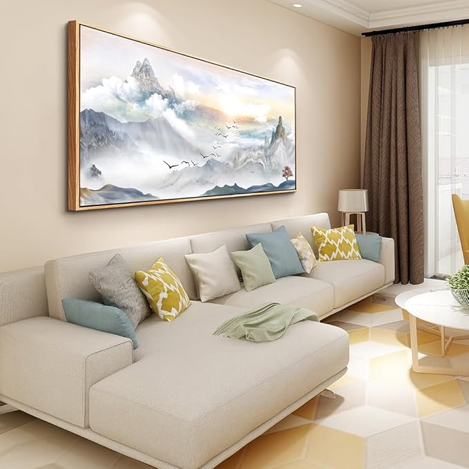 Wood Framed Canvas Wall Art For Living Room Large Size Wall Decorations For Office Abstract Wall Decor For Bedroom Mountain Scenery Wall Painting Artwork Framed pictures Art Home Decor 30" X 60"