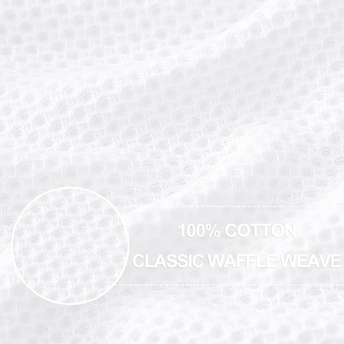 Homaxy 100% Cotton Waffle Weave Kitchen Dish Towels, Ultra Soft Absorbent Quick Drying Cleaning Towel, 13 x 28 Inches, 24-Pack, White