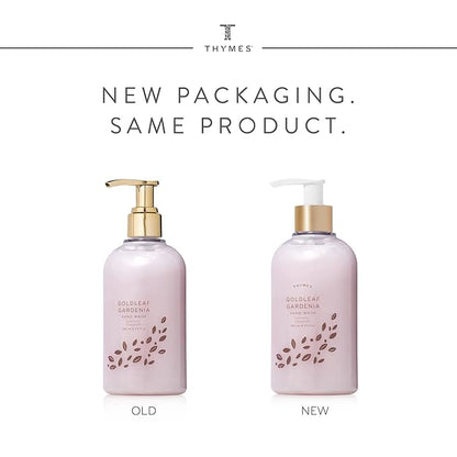 Thymes Moisturizing Hand Wash Soap with Pump - Luxury Hand Soap Gently Cleanses & Moisturizes - Skin Care with Glycerin & Aloe Vera - Delicate, Floral Fragrance (Goldleaf Gardenia, 8.25 oz)