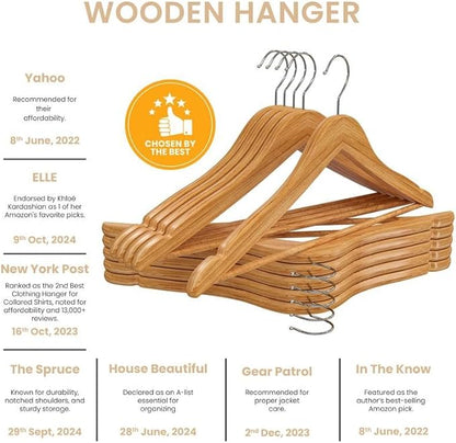 Utopia Home Premium Wooden Hangers 30 Pack - Heavy Duty & Durable Coat Hanger - Wood Hanger with 360-Degree Rotatable Hook - Clothes Hangers with Non-Slip Shoulder Notches For Shirts & Coats (Natural)