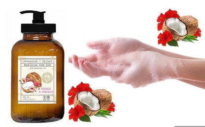 Home and Body Company | Apothecary 101 | 4 Hand Soaps | Hand Wash Ultra Moisturizing Formula in Glass Bottles (Sage/Eucalyptus, Coconut/Hibiscus, Lavender/Chamomile, Citrus/Verbena)