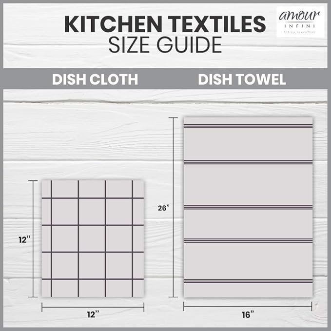 AMOUR INFINI Cotton Kitchen Dish Cloths Set of 8 – Highly Absorbent, Super Soft Premium Terry Cleaning Cloth (12"x12" Inch) Premium Dishcloths for Washing Dishes (Green)