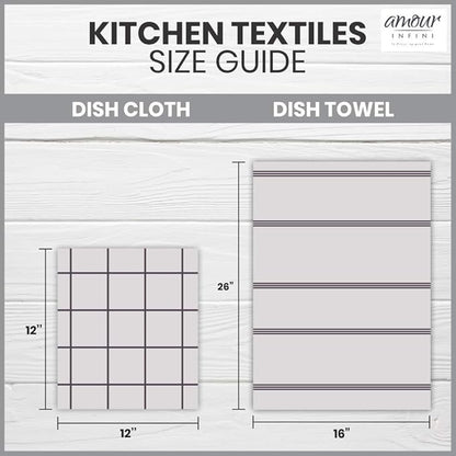 AMOUR INFINI Kitchen Towels Pack of 4 - Absorbent, Quick Drying Premium Cotton Tea Towel - Kitchen Linens 16x28 Inch Dish Towels with Hanging Loop (Green)