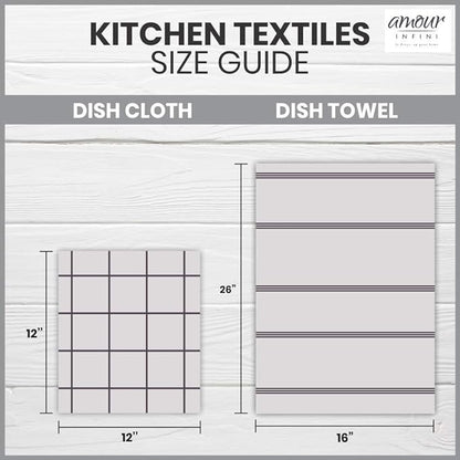 AMOUR INFINI Cotton Kitchen Dish Cloths Set of 8 – Highly Absorbent, Super Soft Premium Terry Cleaning Cloth (12"x12" Inch) Premium Dishcloths for Washing Dishes (Yellow)