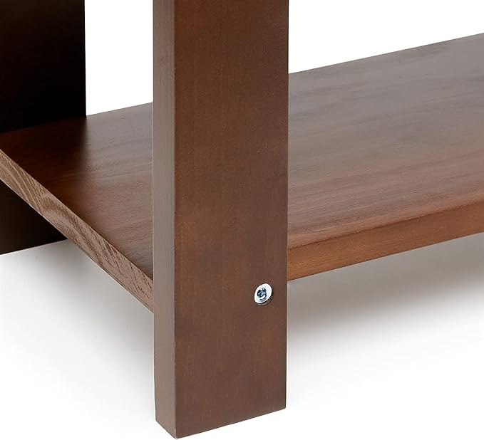 Amazon Basics Solid Pine Wood Entryway Shoe Rack Bench, Espresso, 10.4" D x 27.56" W x 17.72" H
