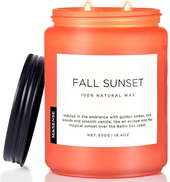 M&SENSE Amber Santal Soy Candles, Scented Candle 110 Hours Long Lasting Clean Burn Large Candle for Home Natural Organic Aromatherapy Relaxing Candle Birthday Holiday Gifts for Women Men