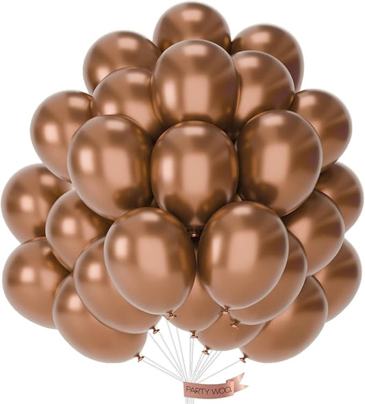 PartyWoo Metallic Copper Balloons 50 pcs 12 Inch Chrome Copper Fall Brown Balloons for Graduation Baby Shower Gender Reveal Engagement New Year Thanksgiving Birthday Party Decorations Copper-G115