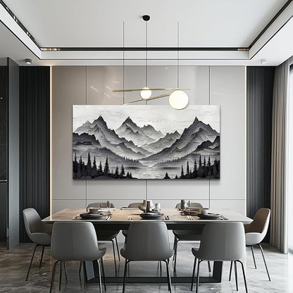 ZUITINGHUA Large Wall Decor For Living Room Canvas Wall Art For Office Modern Wall Decorations For Bedroom Black Mountains Landscape Painting Farmhouse Pictures Artwork Room Home Decor 24x48 In